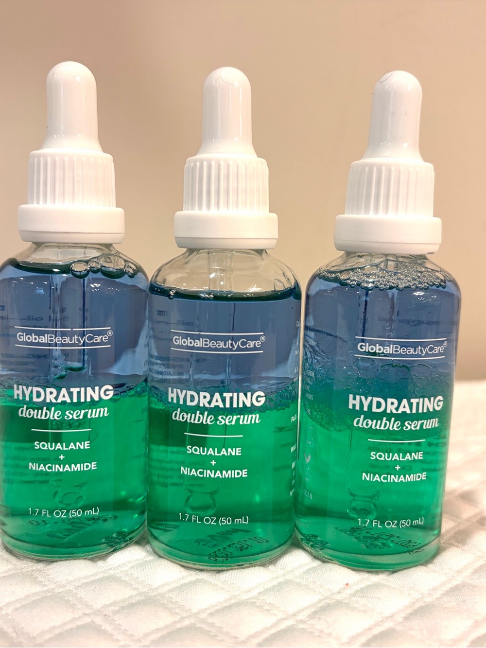GlobalBeautyCare Hydrating Double Serum - Green & Blue squalane niacinamide 3